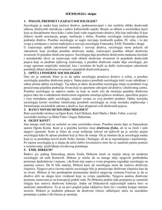 Sociologija – Ispitna pitanja