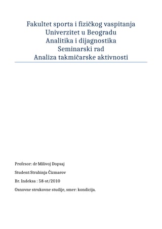 Analiza takmičarske aktivnosti