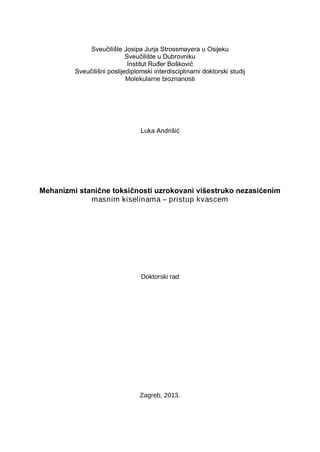 Mehanizmi stanične toksičnosti uzrokovani višestruko nezasićenim masnim kiselinama – pristup kvascem