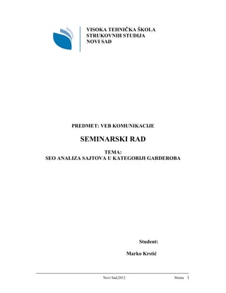 SEO analiza sajtova u kategoriji “garderoba”