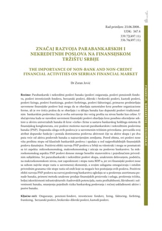 Značaj razvoja parabankarskih i nekreditnih poslova