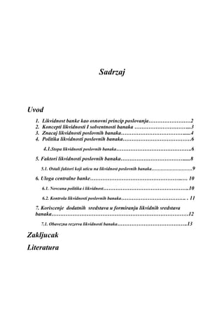 Likvidnost poslovnih banaka