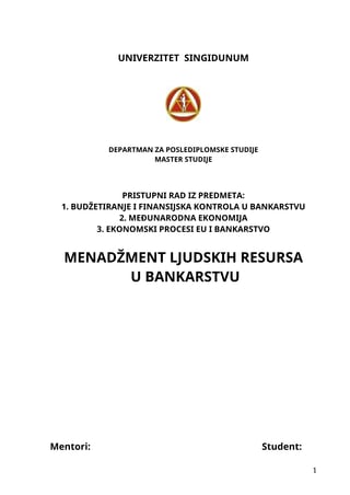 Menadžment ljudskih resursa u bankarstvu