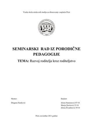 Razvoj roditelja kroz roditeljstvo