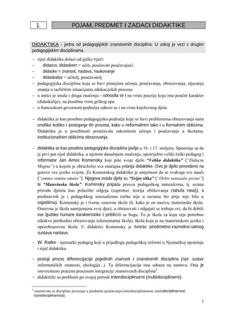 Skripta iz didaktike: pojam, predmet, zadaci i metode
