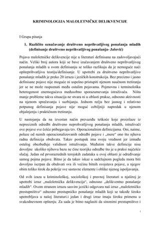 Kriminologija maloletničke delikvencije