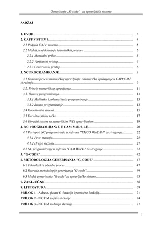 Generisanje „G-code“  za upravljačke sisteme