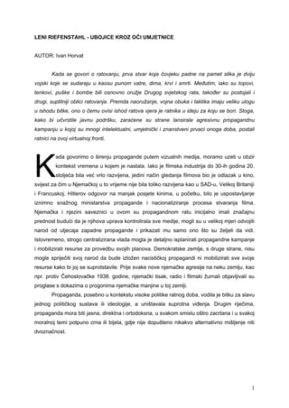 Leni Riefenstahl – Ubojce kroz oči umetnice