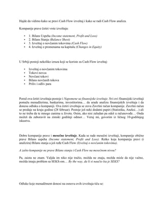 Cash flow izveštaj i analiza: uputstvo