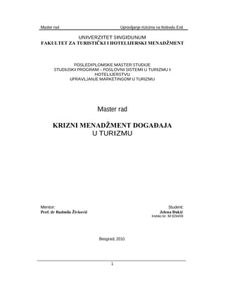 Krizni menadžment događaja u turizmu