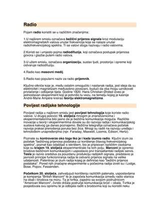 Radio: tehnologija, primena i uticaj na društvo