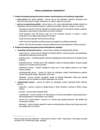 Podela drumskog transporta