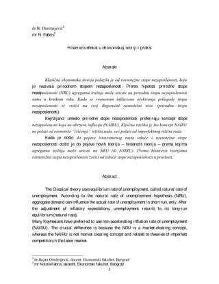 Histerzis efekat u ekonomskoj teoriji i praksi