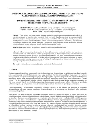 Povećanje bezbednosti saobraćaja podizanjem nivoa osiguranja na prioritetnim železničkim putnim prelazima