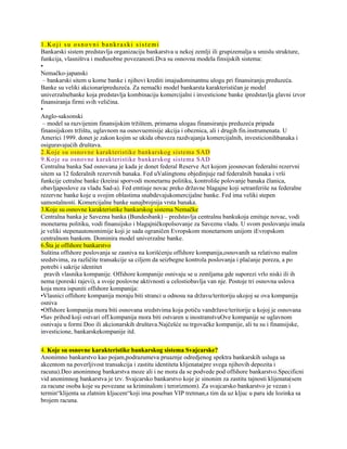 Bankarstvo – I kolokvijum