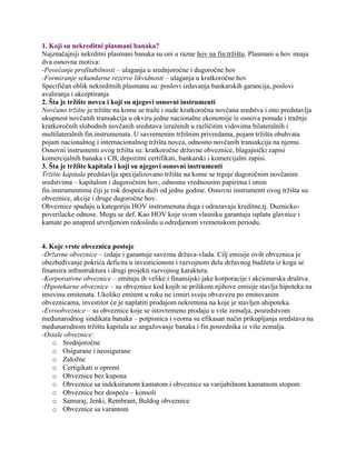 Bankarstvo – III Kolokvijum