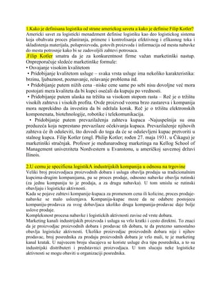 I Kolokvijum –  Logistika