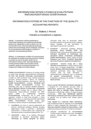 Informacioni sistem u funkciji kvalitetnog računovodstvenog izveštaja