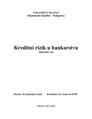 Kreditni rizik u bankarstvu