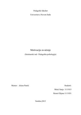 Motivacija za učenje