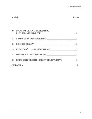 Kreditni sistem i kreditni poslovi