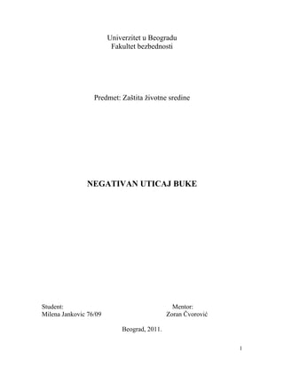 Negativan uticaj buke