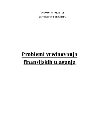 Problemi vrednovanja finansijskih ulaganja