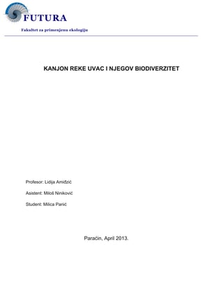 Kanjon reke Uvac i njegov biodiverzitet