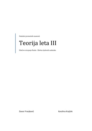 Teorija leta III – Zbirka riješenih zadataka