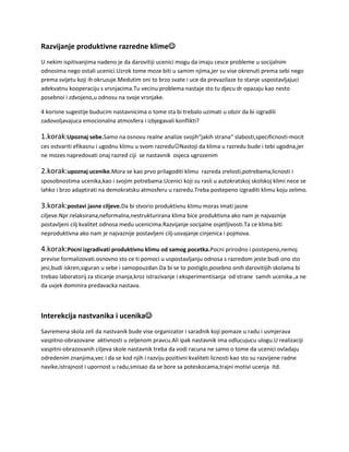 Razvijanje produktivne razredne klime