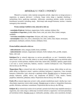 Minerali u voću i povrću