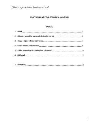 Profesionalna etika odnosa sa javnošću