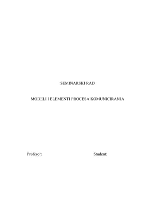 Modeli i elementi procesa komuniciranja