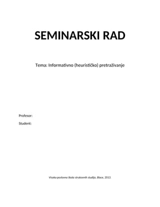 Informativno (heuristično) pretraživanje