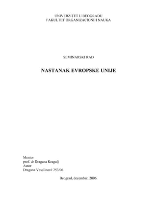 Nastanak Evropske unije