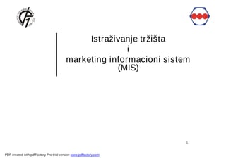Istraživanje tržišta i marketing informacioni sistem (MIS)