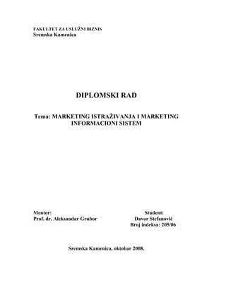 Marketing istraživanja i marketing informacioni sistemi