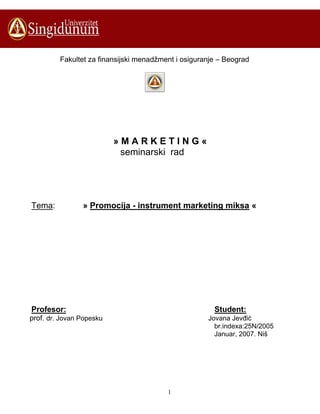 Promocija – instrument marketing miksa