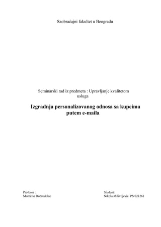 Izgradnja personalizovanog odnosa sa kupcima putem e-maila