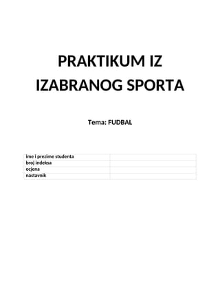 Praktikum iz izabranog sporta – Fudbal