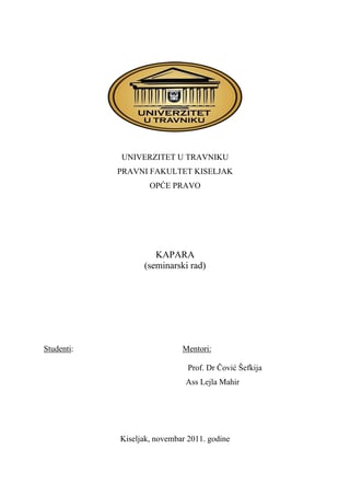 Kapara: seminarski rad iz opšteg prava