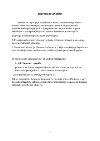 Regresiona analiza: statistički metod modeliranja odnosa