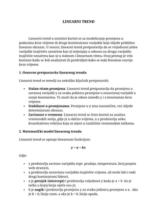 Linearni trend: analiza i primena u statistici