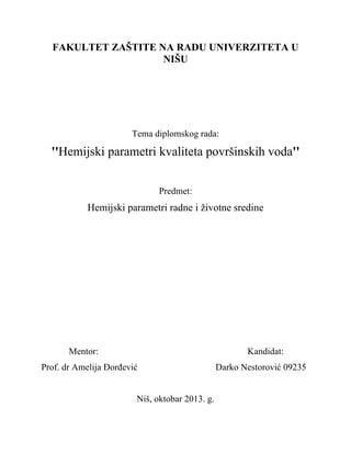 Hemijski parametri kvaliteta površinskih voda