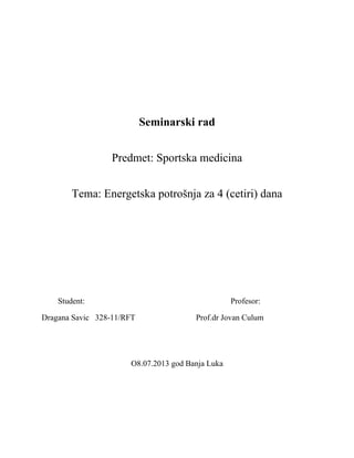 Energetska potrošnja za 4 (četiri) dana