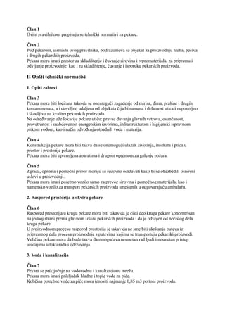 Tehničko tehnološki uslovi za pekare