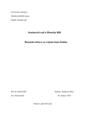 Bosanska država za vrijeme bana Kulina