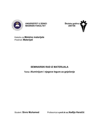 Aluminijum i njegove legure za gnječenje