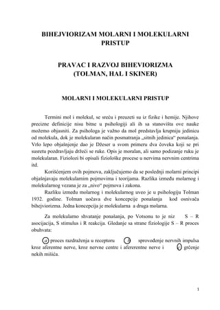 Biheviorizam – Molarni i molekularni pristup