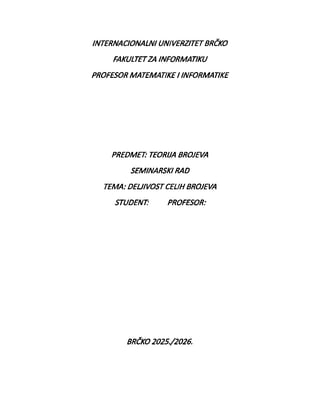 Deljivost celih brojeva: teorija i primena